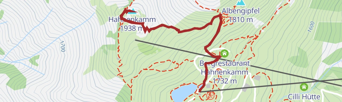 Route map: Gipfelwanderung Hahnenkamm ab Bergstation